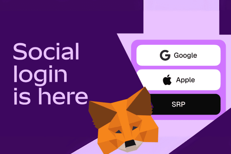 A purple graphic with the text Social login is here and three login buttons labeled Google Apple and SRP A stylized fox head logo appears at the bottom celebrating Ramadan Kareem in style found at Refillarena
